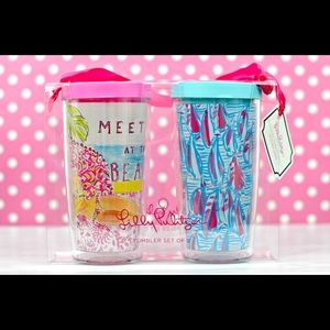 Lilly Pulitzer NWT Tumbler set w lids